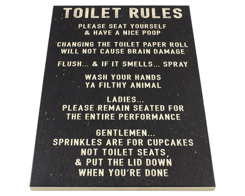 Toilet Rules Have a Nice Poop Funny Bathroom Sign 9x14 Etsy