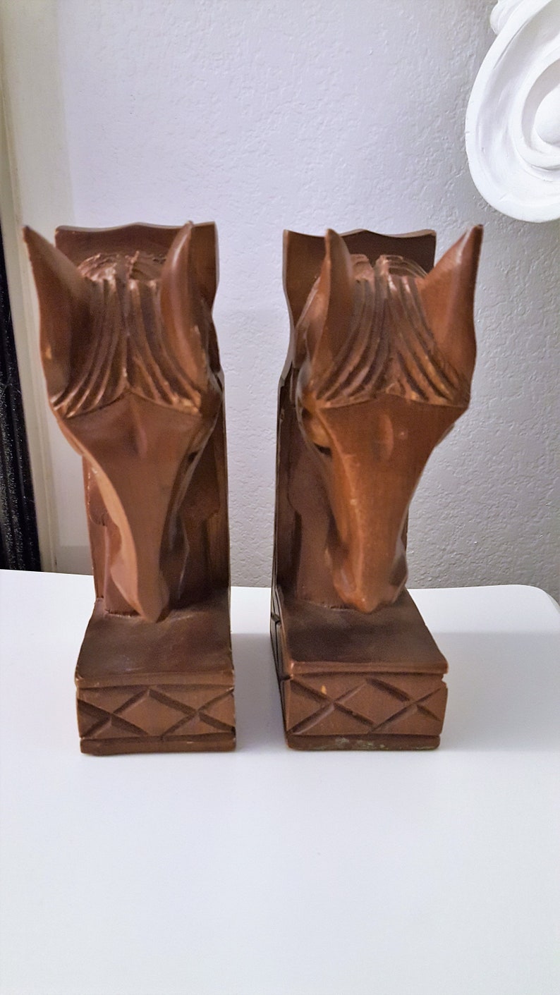 Wood Horse Head Bookends Made In Philappines