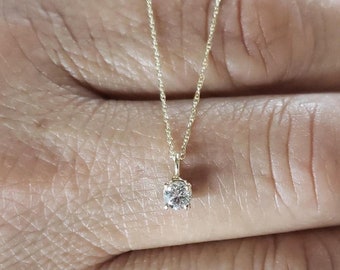 14Kt Gold Diamond Necklace, Diamond Solitaire Necklace, Dainty Diamond Necklace, Bridal Necklace, Bridesmaid Necklace