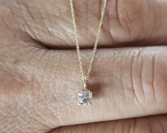 0.20 Ct Diamond Necklace, 14Kt Gold Lab Grown Diamond Pendant, Diamond Solitaire Necklace, Bridesmaid Necklace