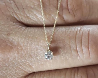 Bridal Necklace, 14Kt Gold Diamond Necklace, Diamond Solitaire Necklace, Dainty Diamond Necklace, Bridesmaid Necklace
