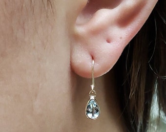 14Kt Gold Aquamarine Gold Earrings, Natural Aquamarine Dangle Earrings, Teardrop Earrings, Dainty Earrings, March Birthstone Earrings