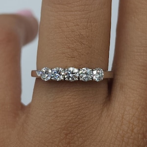 0.50 Ct Diamond Ring, 14K Gold 5 Stone Diamond Ring, Lab Grown Diamond Ring