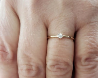 0.10 Ct Diamond Ring, 14K Gold Diamond Ring, Natural Diamond Ring