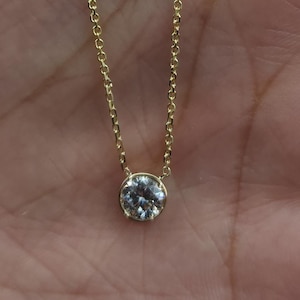 0.50 Ct Diamond Necklace, 14Kt Gold Lab Grown Diamond Bezel Pendant Solitaire Necklace