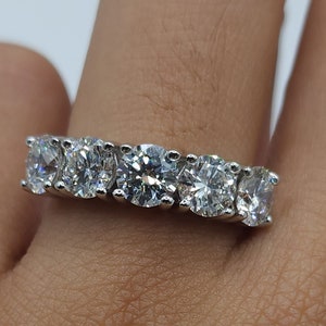 2.50 Ct Diamond Ring, 14K Gold 5 Stone Diamond Ring, Lab Grown Diamond Ring