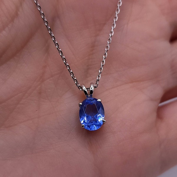 14Kt Gold Tanzanite Necklace, Tanzanite Pendant, Oval Necklace, December Birthstone Necklace