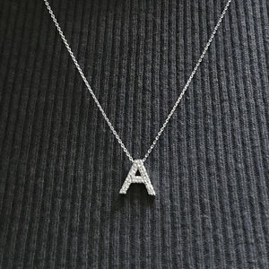 Collar con inicial de diamantes en oro de 14 kt, collar con diamantes naturales, collar con letras