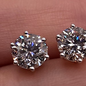 2 Ct Diamond Earrings, 14Kt Gold Lab Grown Diamond Earrings, IGI Certified Diamond Earrings, 6 Prong Diamond Studs