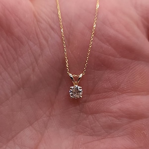 14Kt Gold Diamond Necklace, Diamond Solitaire Pendant, Lab Grown Diamond Necklace, Gift For Her