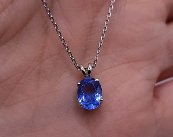 14Kt Gold Tanzanite Necklace, Tanzanite Pendant, Oval Necklace, December Birthstone Necklace