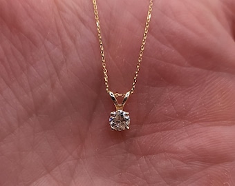 Collar de diamantes de oro de 14 qt, collar de solitario de diamantes, collar de diamantes cultivados en laboratorio, regalo perfecto para ella