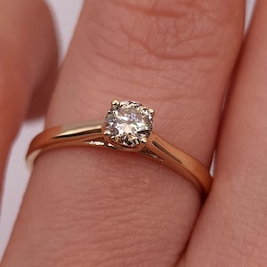 0.25 Ct Diamond Ring, 14K Diamond Ring, Real Natural Diamond Ring, Real Gold Ring