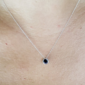 14Kt Gold Blue Sapphire Necklace, Sapphire Bezel Pendant, Dainty Necklace, September Birthstone Necklace