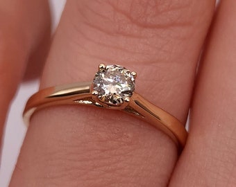 0.25 Ct Diamond Ring, 14K Diamond Ring, Real Natural Diamond Ring, Real Gold Ring