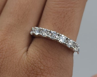 1.05 Ct Diamond Band, 7 Stone Lab Grown Diamond Band, Half Eternity Diamond Ring, Beautiful White Diamonds