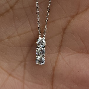 Collar de diamantes de 0,30 ct, colgante de diamantes en oro de 14 quilates, collar de diamantes cultivados en laboratorio de 3 piedras
