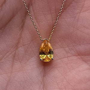 14Kt Gold Citrine Teardrop Necklace, Yellow Citrine Pendant, November Birthstone Necklace, Citrine Gold Necklace
