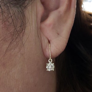 1 Ct 14K Gold Diamond Earrings, Real Natural Diamond Earrings, Gold Diamond Earrings, Diamond Dangle Earrings