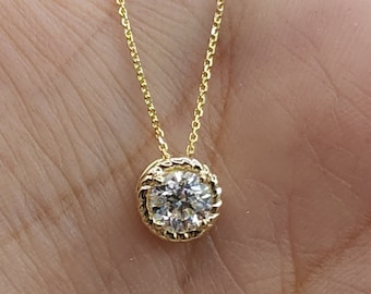 0.50 Ct Diamond Necklace, 14Kt Gold Lab Grown Diamond Pendant, Diamond Solitaire Necklace