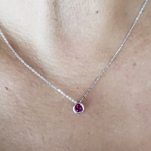 14K Gold Ruby Necklace, Ruby Pendant, Ruby Bezel Necklace, July Birthstone Necklace, Ruby Dainty Necklace, Gift For Her