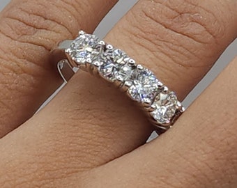 2 Ct Diamond Band, 5 Stone Lab Grown Diamond Band, Half Eternity Diamond Ring, Beautiful White Diamonds