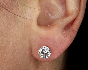 2 Ct Diamond Earrings, 14Kt Gold Lab Grown Diamond Earrings, IGI Certified Diamond Earrings, Diamond Studs