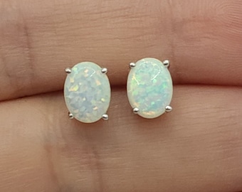 14Kt Gold Opal Earrings, Opal Gold Earrings, Opal Oval Earrings, Opal Stud Earrings, October Birthstone Earrings, Bridesmaid Earrings