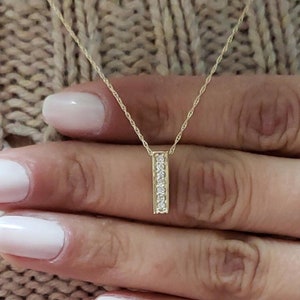 Diamond Bar Necklace, 14Kt Gold Diamond Necklace, Diamond Pendant, Natural Diamond Necklace, Beautiful Necklace