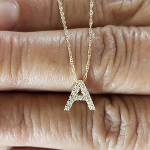14Kt Gold Diamond Initial Necklace, Letter Necklace, Gold Diamond Necklace, Natural Diamond Necklace, Beautiful Necklace image 2