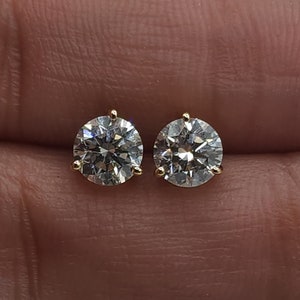 1 Ct Diamond Earrings, 14Kt Gold Lab Grown Diamond Earrings, Gold Diamond Earrings, 3 Prong Diamond Studs