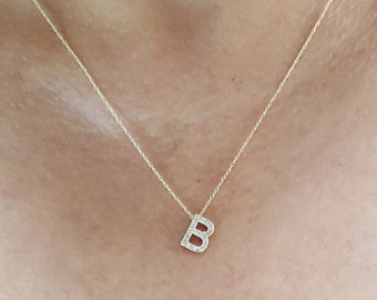 14kt Gold Diamond Initial Necklace 