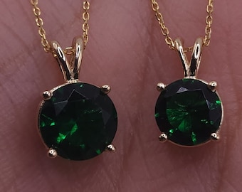 14Kt Gold Emerald Necklace, Emerald Pendant, May Birthstone Necklace