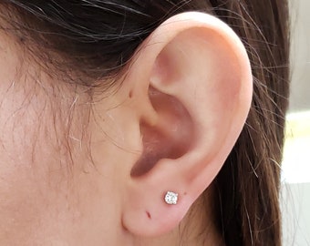 2nd Hole Earring Single Stud Earring 14Kt Gold 0.10 Ct Diamond Earring Real Diamond Earring Gold Diamond Earring Diamond Stud