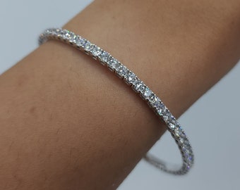 4.20 Ct Diamond Bangle, 14K Gold Lab Grown Diamond Bracelet, Flexible Bangle