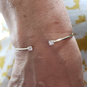 0.40 Ct Diamond Bangle, 14Kt Gold Diamond Bangle, Genuine Natural Diamond Bracelet, Open Cuff Bangle