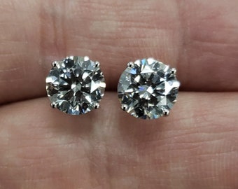 4 Ct Diamond Earrings, 14Kt Gold Lab Grown Diamond Earrings, Diamond Studs