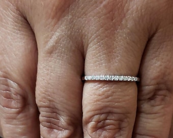 14Kt Gold Diamond Band, 0.11 Ct Diamond Wedding Band, Real Natural Diamond Band, Half Eternity Diamond Wedding Band