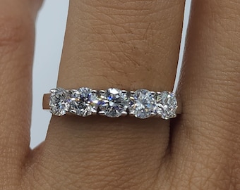 1 Ct Diamond Ring, 14K Gold 5 Stone Diamond Ring, Lab Grown Diamond Ring