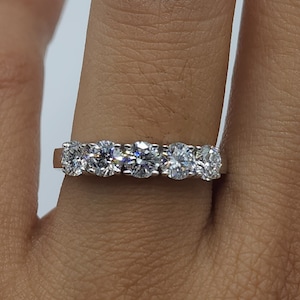 1 Ct Diamond Ring, 14K Gold 5 Stone Diamond Ring, Lab Grown Diamond Ring