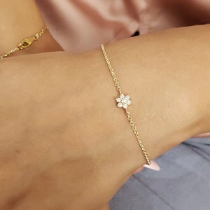 14Kt Gold Diamond Bracelet, Cluster Diamond Bracelet, Star Diamond Bracelet, Flower Diamond Bracelet, Bridal Bracelet, Bridesmaid Bracelet