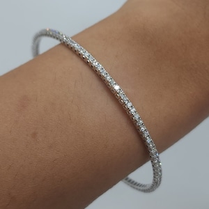 1.20 Ct Diamond Bangle, 14K Gold Lab Grown Diamond Bracelet, Flexible Bangle