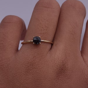 0.30 Ct Diamond Ring, 14K Black Diamond Ring, Natural Rose Cut Black Diamond Ring, Real Gold Ring