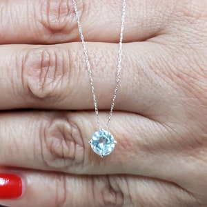 14Kt Gold Genuine Aquamarine Necklace, Aquamarine Pendant, March Birthstone Necklace