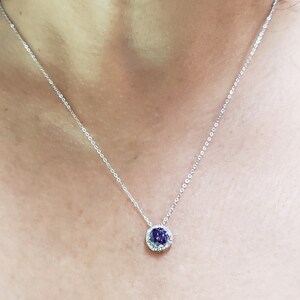 14Kt Gold Amethyst Diamant Halskette, Amethyst Anhänger, Februar Birthstone Halskette, Last Minute Geschenke