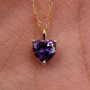 14Kt Gold Alexandrite Heart Necklace, Alexandrite Pendant, June Birthstone Necklace