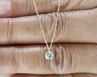 Collar de diamantes de 0,30 quilates, colgante de diamantes cultivados en laboratorio de oro de 14 quilates, collar con solitario de diamantes, collar de dama de honor