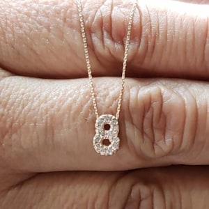 14Kt Gold Diamond Number Necklace, Number Pendant, Real Natural Diamond Necklace, Solid 14Kt Gold Diamond Necklace
