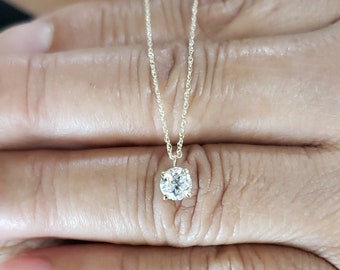 0.50 Ct Diamond Necklace, 14Kt Gold Lab Grown Diamond Solitaire Necklace