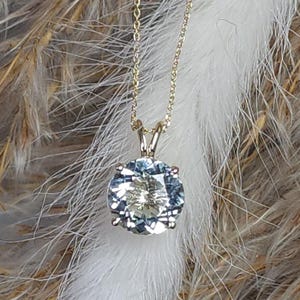 Collana in oro 14K con acquamarina autentica, ciondolo in acquamarina, collana con pietra portafortuna di marzo